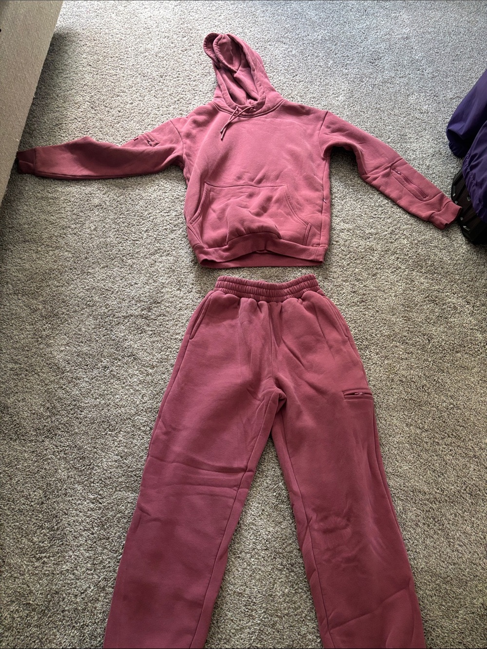 Women’s Dusty Rose Hoodie & Sweatpants Set - Casual Cozy Two-Piece